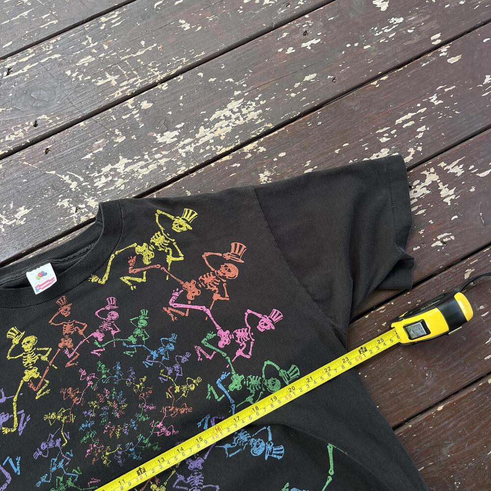 (XL) Vintage 90s (1990) Grateful Dead Dancing Skeletons Spiral T-Shirt Rainbow - Picture 6 of 7
